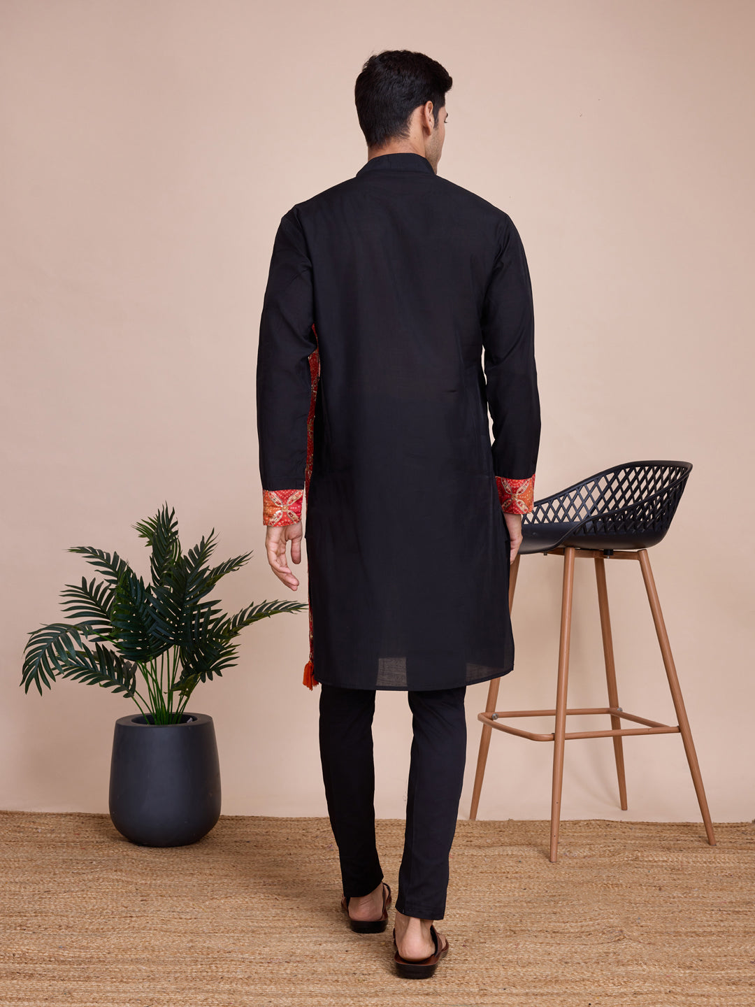 Elegant Black Silk Kurta with Dupatta & Solid Printed Embroidery - Perfect for Festivals, Weddings & Special Occasions
