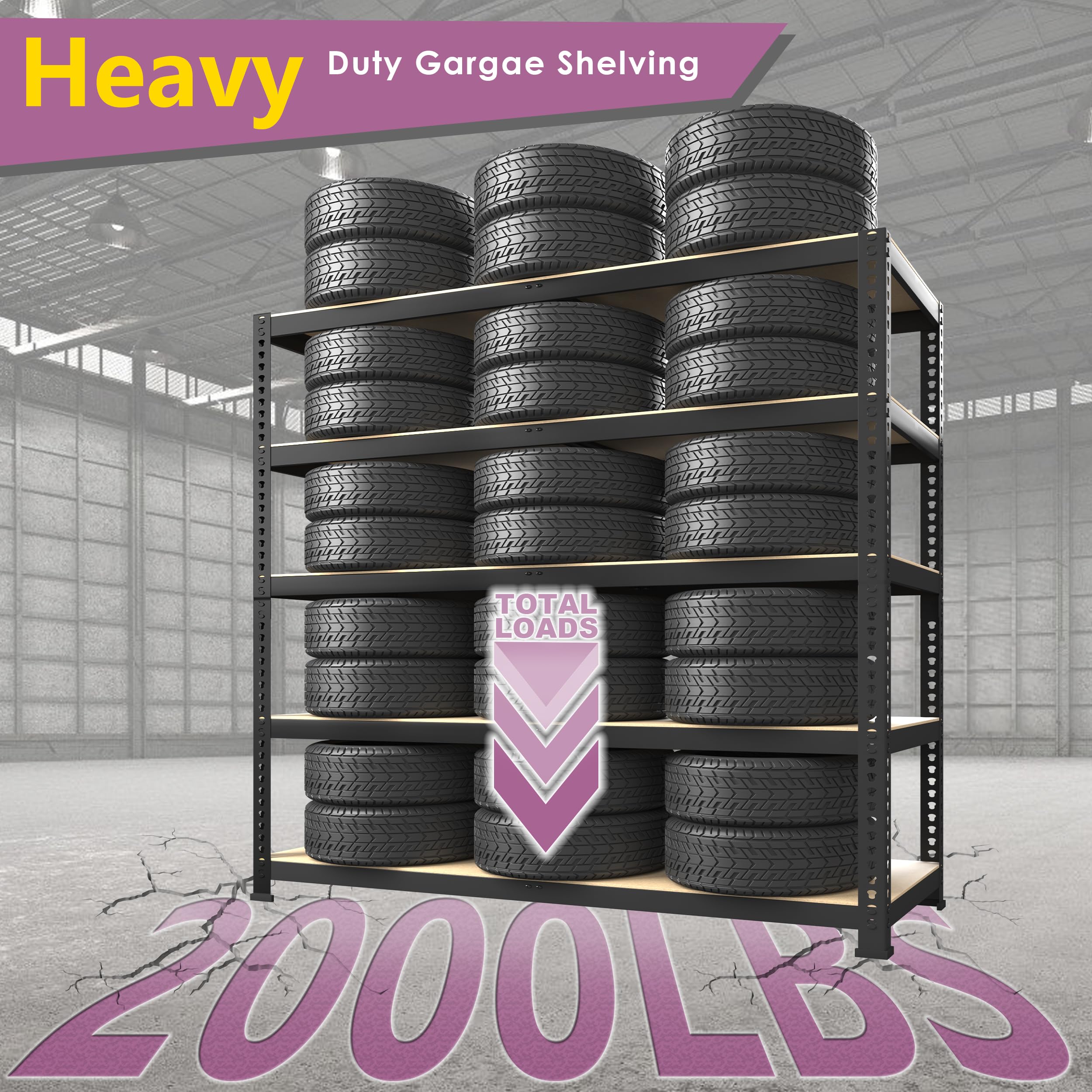 Heavy Duty 5-Tier Adjustable Metal Storage Shelves 40
