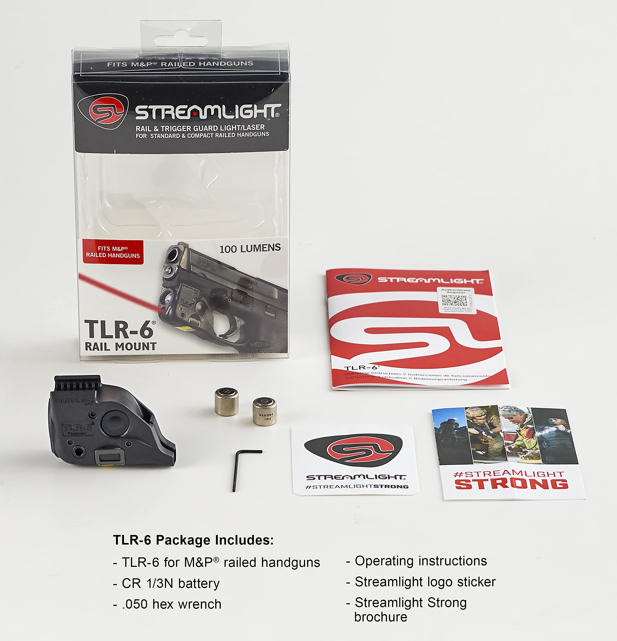 Streamlight 69293 TLR-6 Tactical Pistol Flashlight 100 Lumen with Red Laser - Compatible with M&P Railed Handguns - Perfect for Home Defense, Tactical Training & Night Shooting (Black)