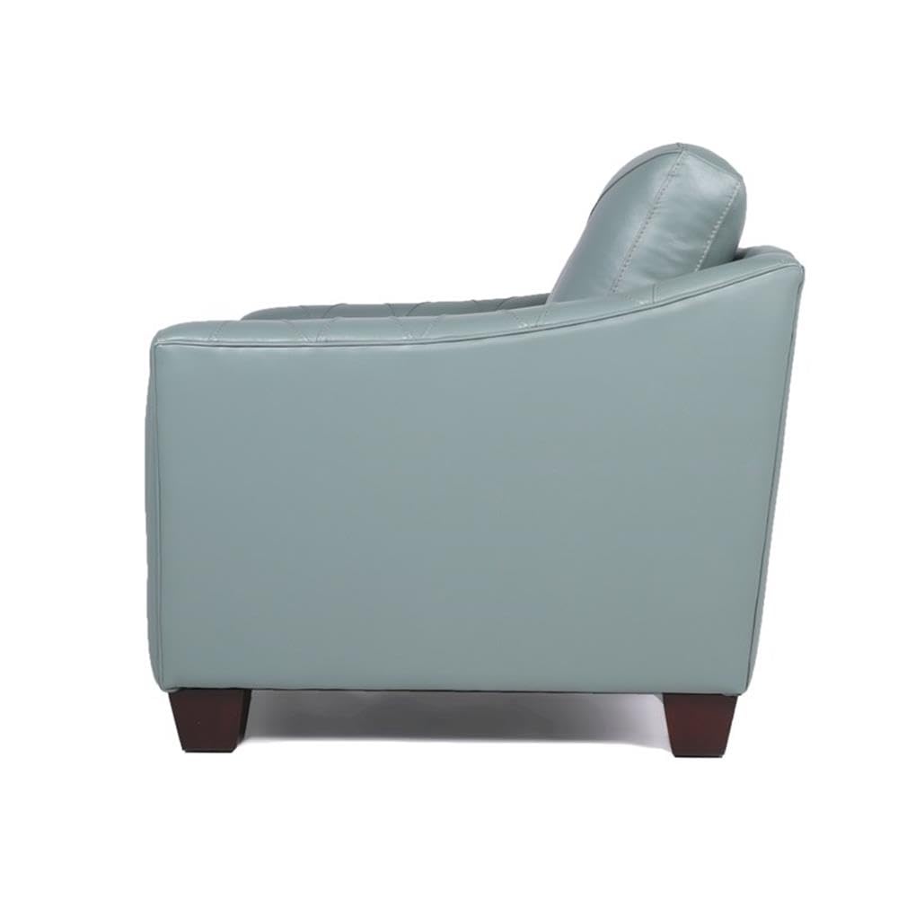 Home Square 2-Piece Tufted Leather Accent Chair Set in Spa Blue - Modern Living Room Furniture for Home Office, Lounge & Reading Nook