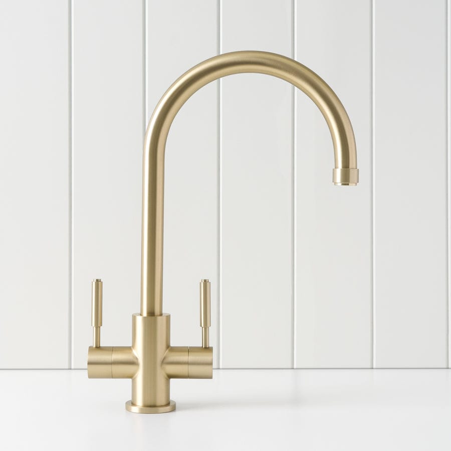 Premium Twin Tap Kitchen Faucet in Warm Brushed Nickel - Perfect for Modern Melbourne Homes & Stylish Kitchen Upgrades