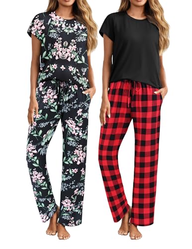 Floral Printed/Black Red Plaid