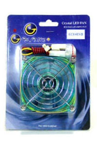 80mm Blue UV Sensitive Crystal Clear Cooling Fan - No LEDs - Perfect for PC Cooling, Gaming Rigs & DIY Electronics Projects