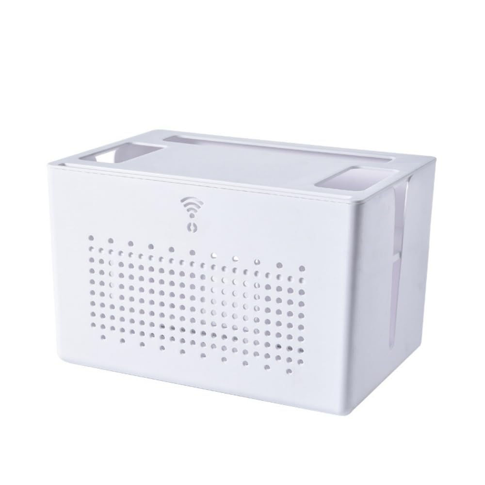 WiFi Router Storage Box - Wall Mount Network Set Top Box Organizer with Shielding Shelf for Home & Office Desktop - White | Perfect for Living Room, Bedroom, and Workspace Organization
