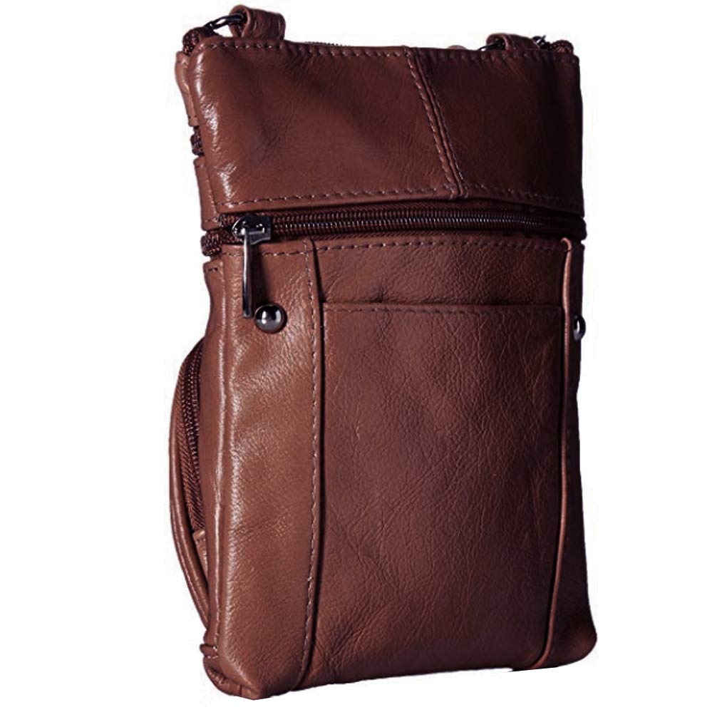 SILVERFEVER Women's RFID Blocking Crossbody Shoulder Bag - Small Round Genuine Leather Purse for Everyday Use, Travel & Shopping