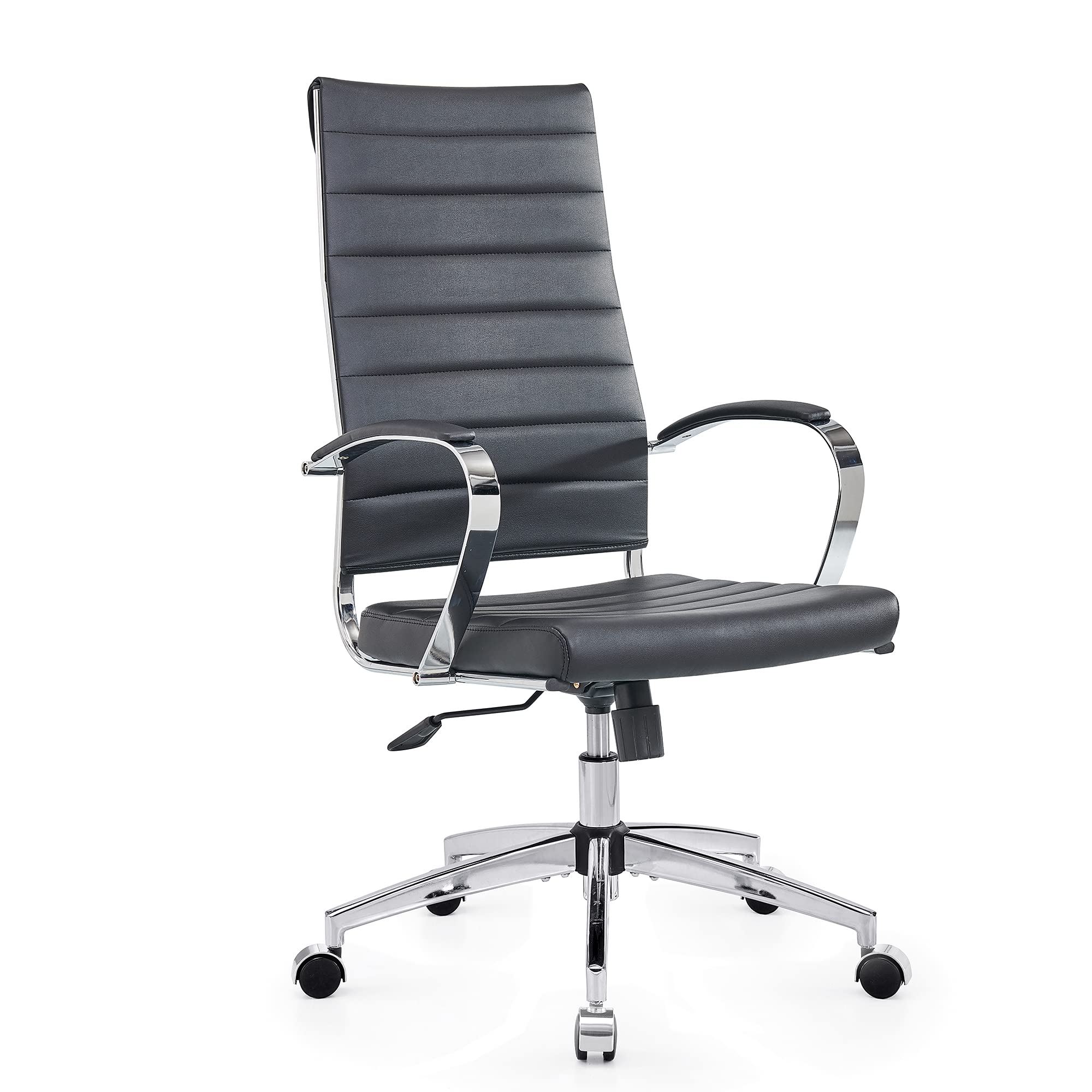 Premium Big & Tall Executive Office Chair - High Back Ergonomic Leather Desk Chair with Wheels & Adjustable Arms - Heavy Duty Swivel Rolling Chair for Conference Rooms & Home Offices (Black) - Perfect for Long Work Hours & Professional Meetings