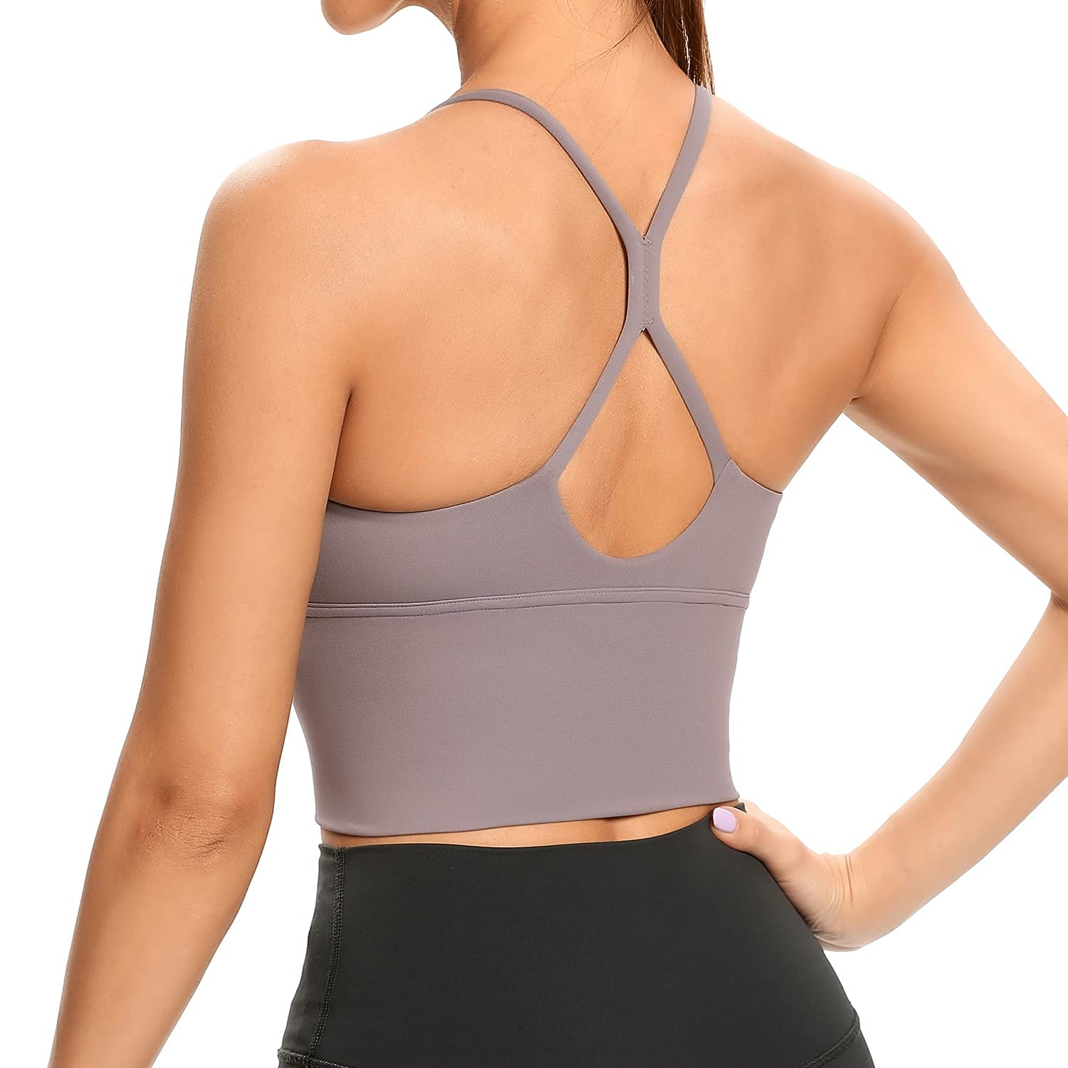 Lemedy Women's Sports Bras - Strappy Longline Fitness Padded Workout Yoga Running Crop Tank Tops - Comfortable Support for Gym, Yoga & Running Activities
