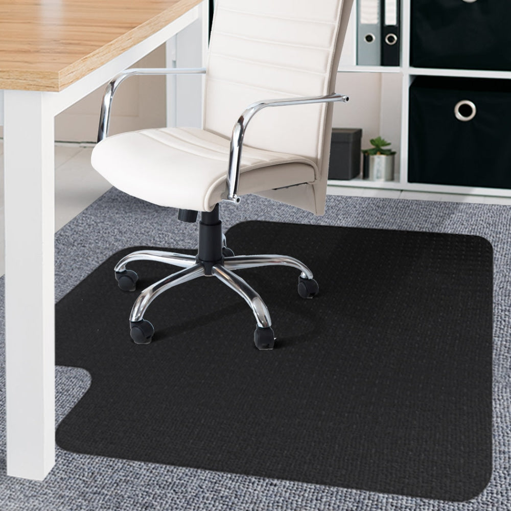 PVC Chair Mat for Carpet & Hard Floors - Black Office Desk Floor Protector for Home, Computer Workstation & Workspace