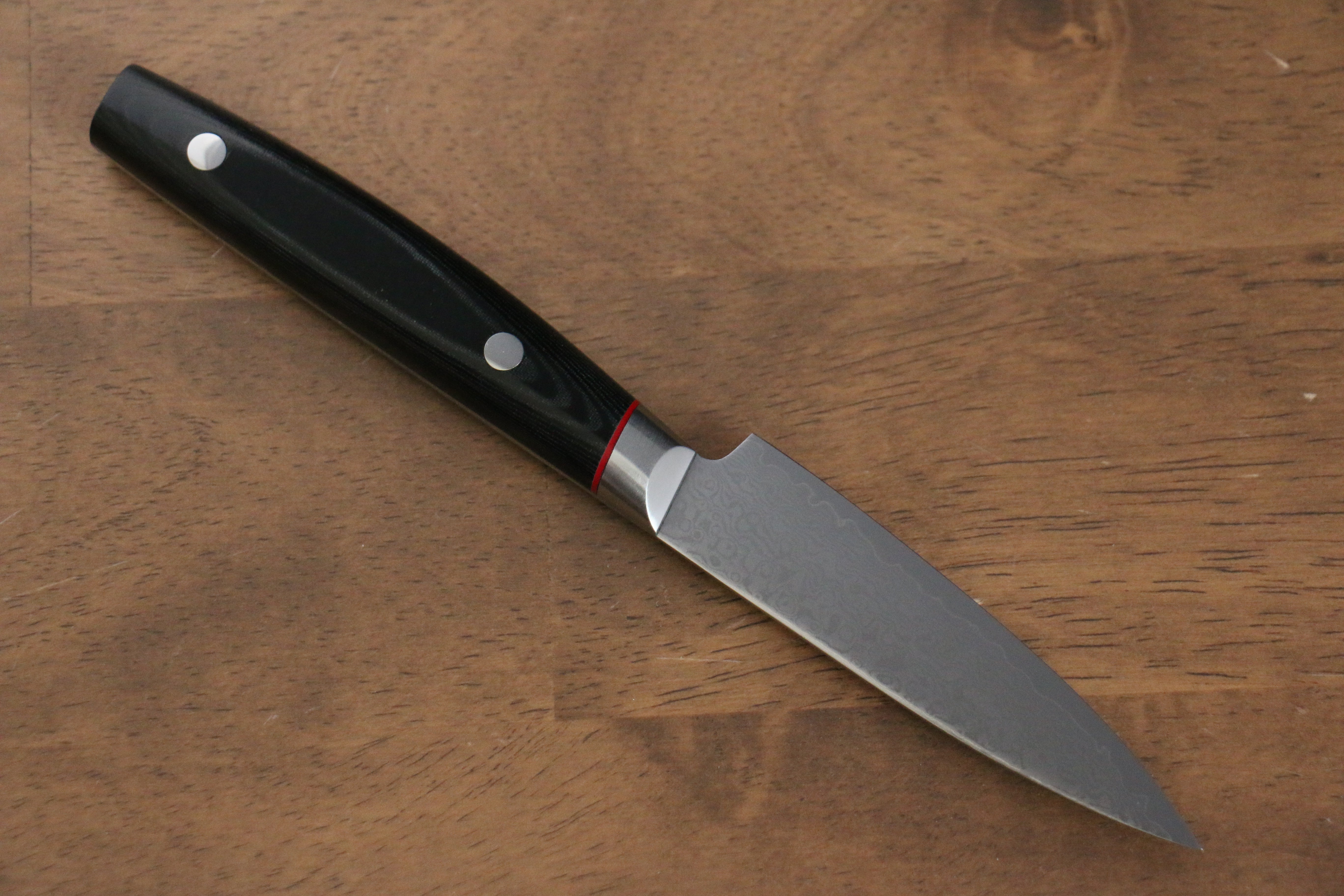 Premium Seisuke Saiun VG10 Damascus Paring Knife 90mm - Black Micarta Handle - Sharp Kitchen Knife for Peeling, Slicing & Precision Cutting Fruits & Vegetables