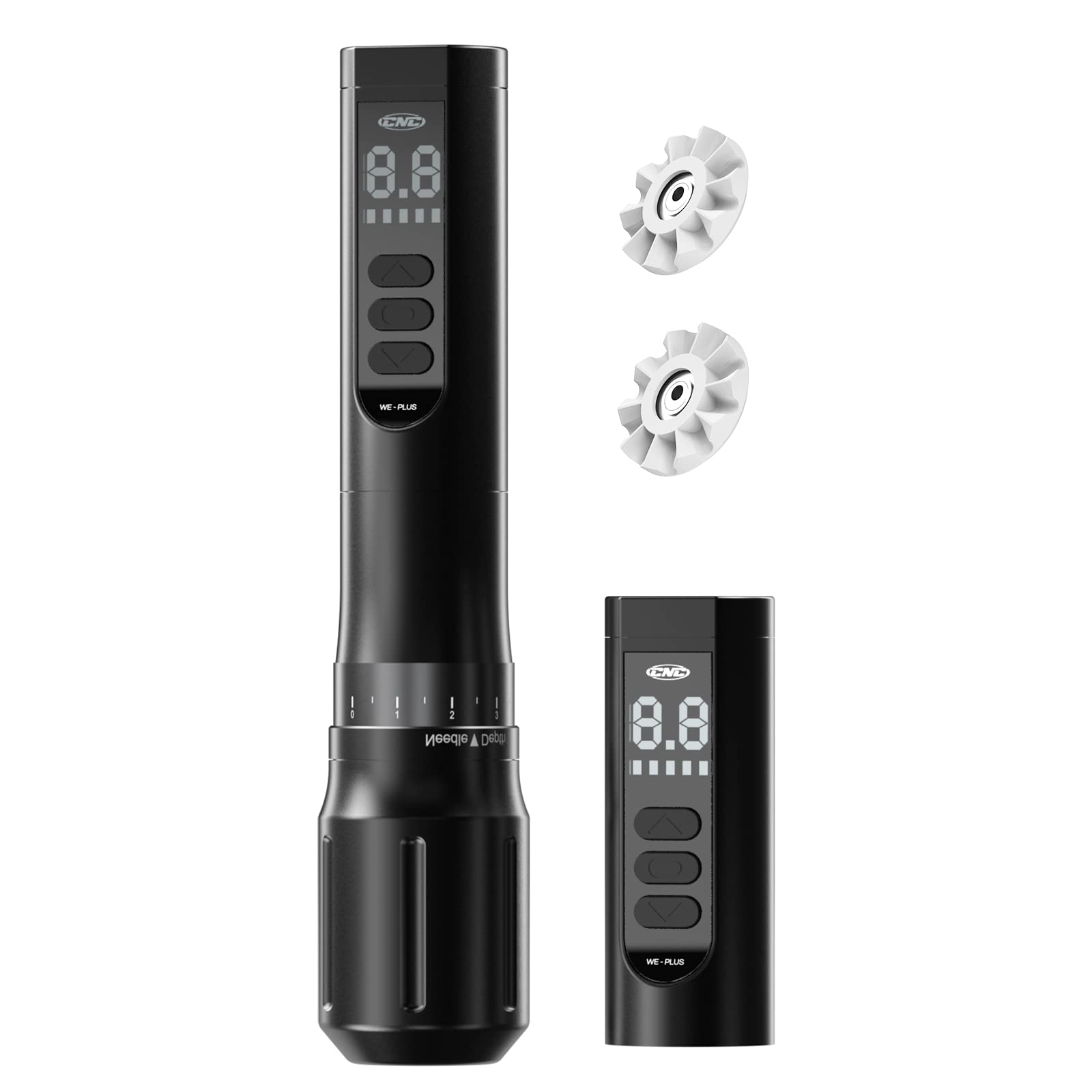 Professional Rotary Wireless Tattoo Pen Machine - Coreless Motor with 2x 1000mAh Rechargeable Batteries - CNC-X-WE-1 Pro for Tattoo Artists & Beginners - Perfect for Home Studio & Professional Tattoo Shops
