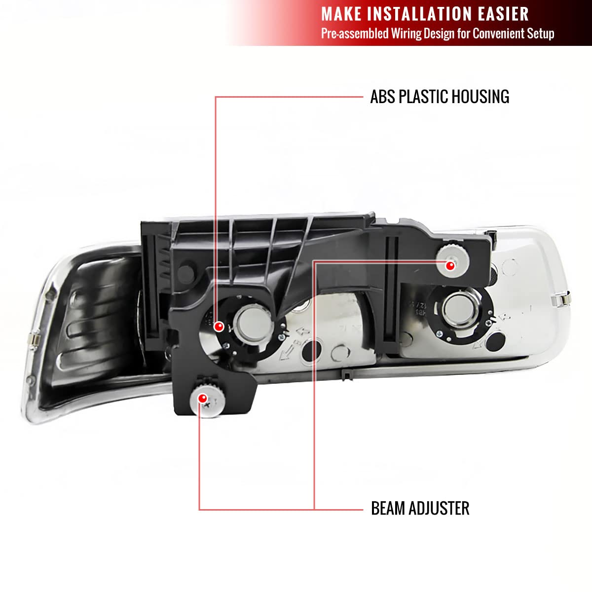 Clear Headlights Lamps for 1999-2002 Chevy Silverado Suburban Tahoe - Left & Right Pair - Upgrade Your Truck's Lighting for Night Driving & Off-Road Adventures