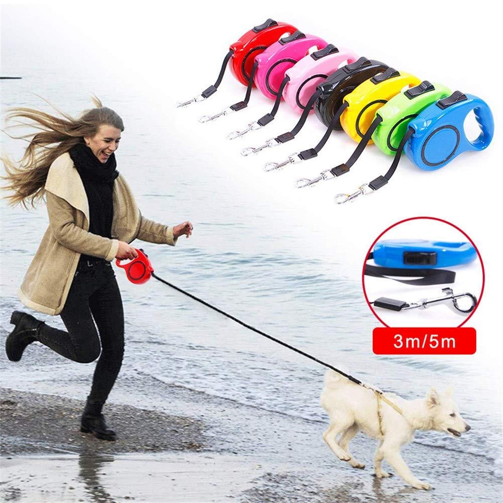 Extendable Dog Leash for Large & Small Dogs - 3m(11kg) Retractable Pet Leash with Comfortable Handle (Pink) - Perfect for Walking, Training & Outdoor Adventures