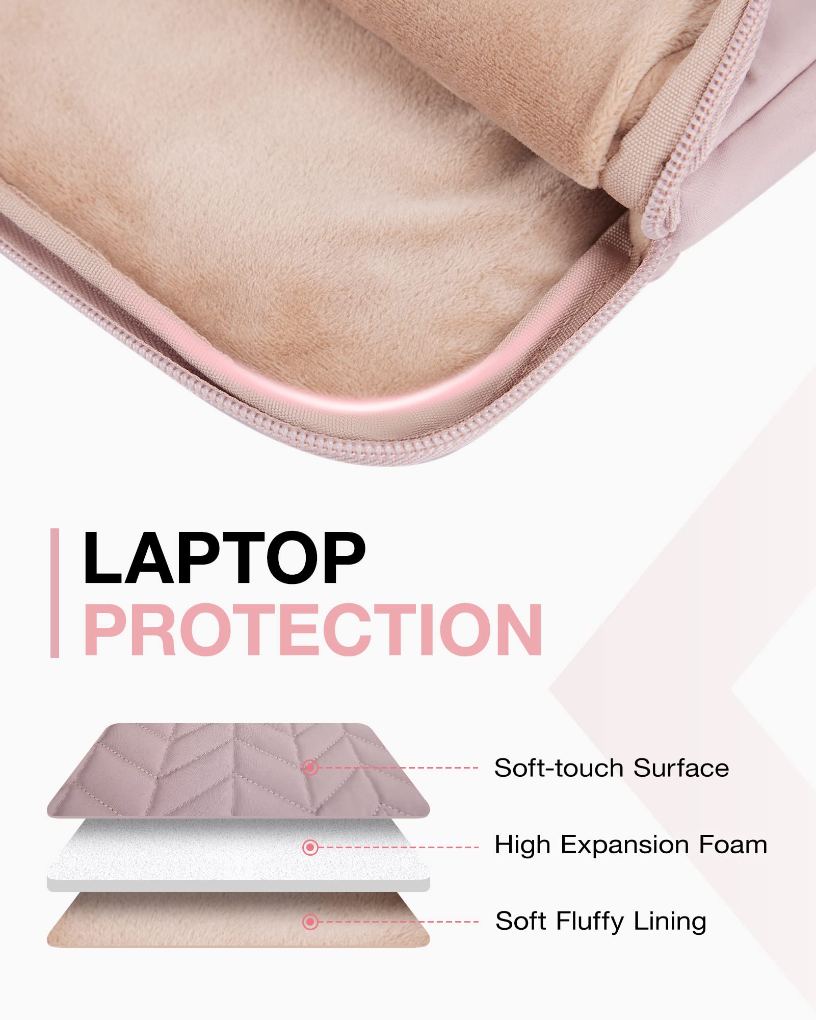 BAGSMART 15-16 Inch Laptop Sleeve with Handle - Puffy Padded Protective Case for MacBook Air 15.6