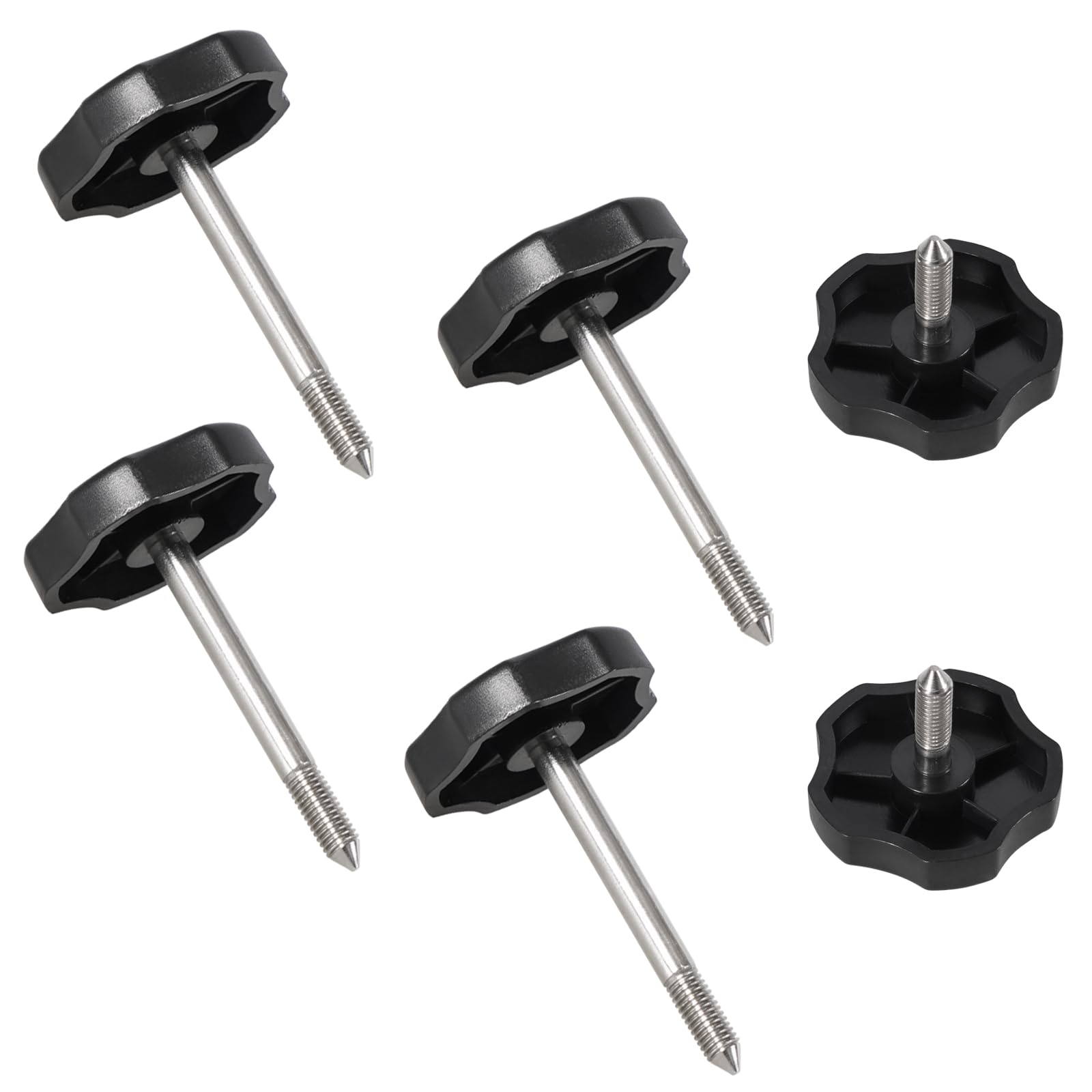 BHB 6PCS Soft Top Door Surround Knob Window Frame Kit with Pins - Compatible with Jeep Wrangler JK (2007-2018) & TJ (1997-2000) - Black (2 Short + 4 Long) - Easy Installation for Off-Roading & Jeep Accessories Upgrade