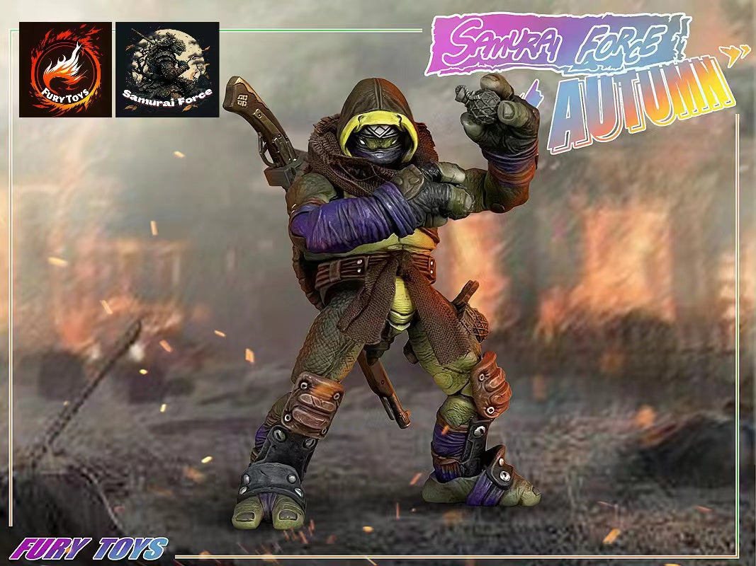Fury Toys 1/12 Scale 5-Inch Samurai Force Turtles Autumn Action Figure - Collectible Ninja Turtle Toy for Display, Photography & Role Play Scenes
