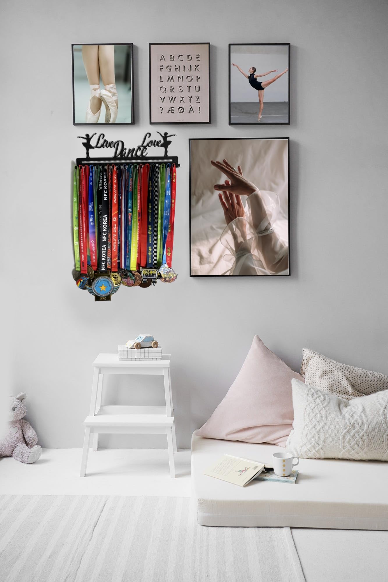Gymnastics Medal Hanger Display - Cheerleading & Dance Award Holder with Ribbon Rack - Perfect Dance Gifts for Kids - Ideal for Competition Trophies, Sports Awards & Bedroom Decor