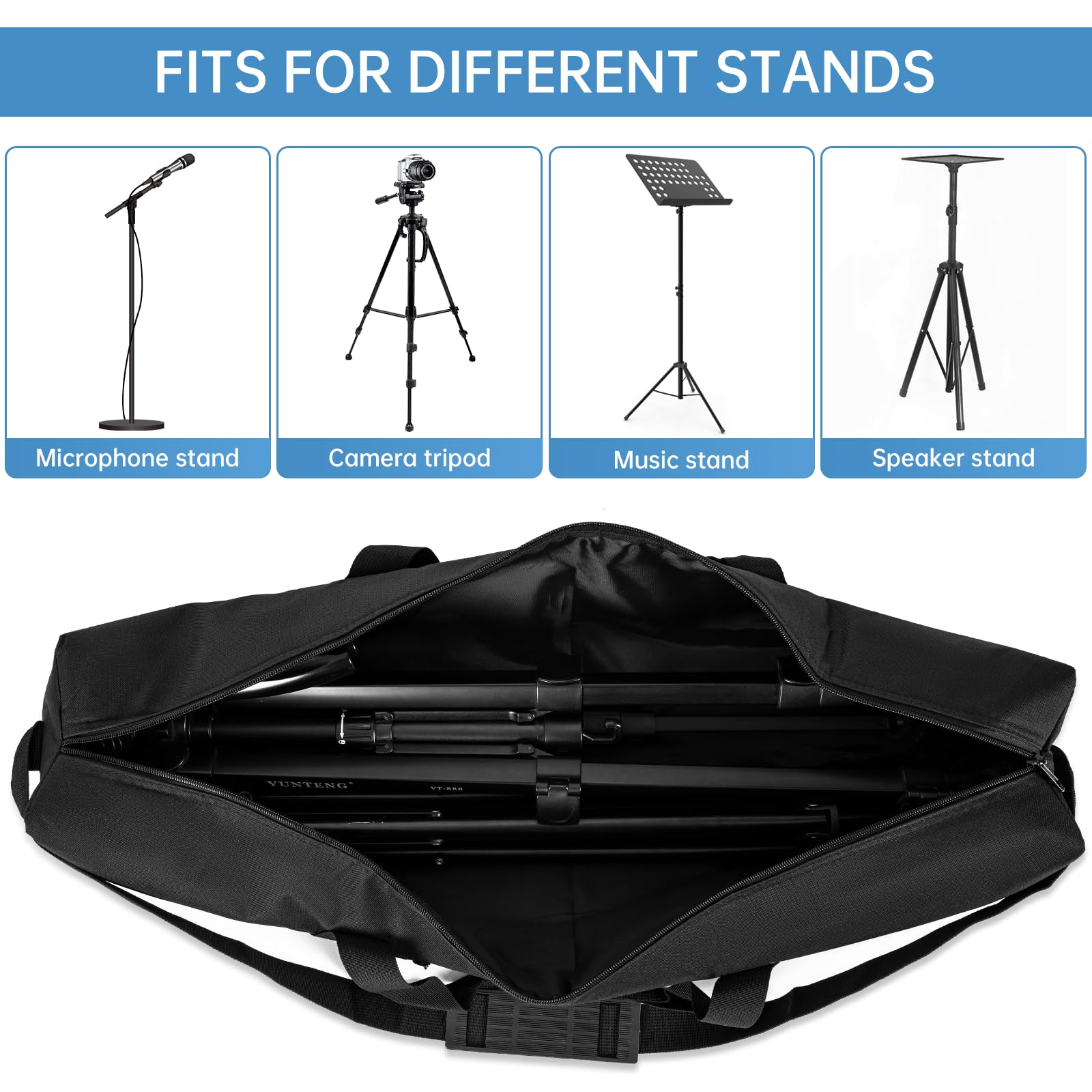 Heavy Duty Tripod Carrying Case 30x4.5x4.5in - Professional Monopod Bag with Adjustable Shoulder Strap & Handles for Camera, Microphone Stand, Music Stand, Lighting Equipment - Perfect for Photography, Videography & Live Events