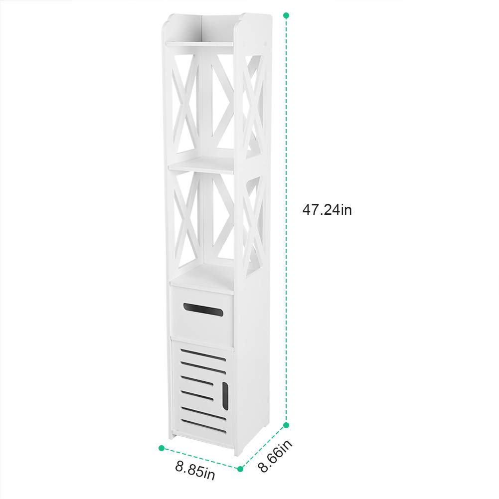 Cocoarm Multifunctional Tall Tower Storage Cabinet - White Wooden Bathroom Floor Cabinet with Shelves, Organizer for Bathroom, Bedroom, Living Room (Set of 2) - Perfect for Storing Towels, Toiletries, and Home Decor