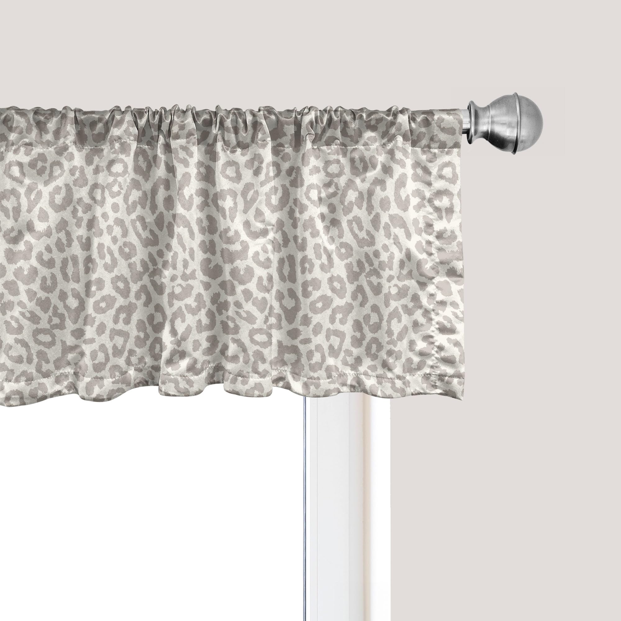 Ambesonne Leopard Print Window Valance - Beige & Brown Wildlife Nature Savannah Design - Kitchen & Bedroom Curtain Valance with Rod Pocket - 54