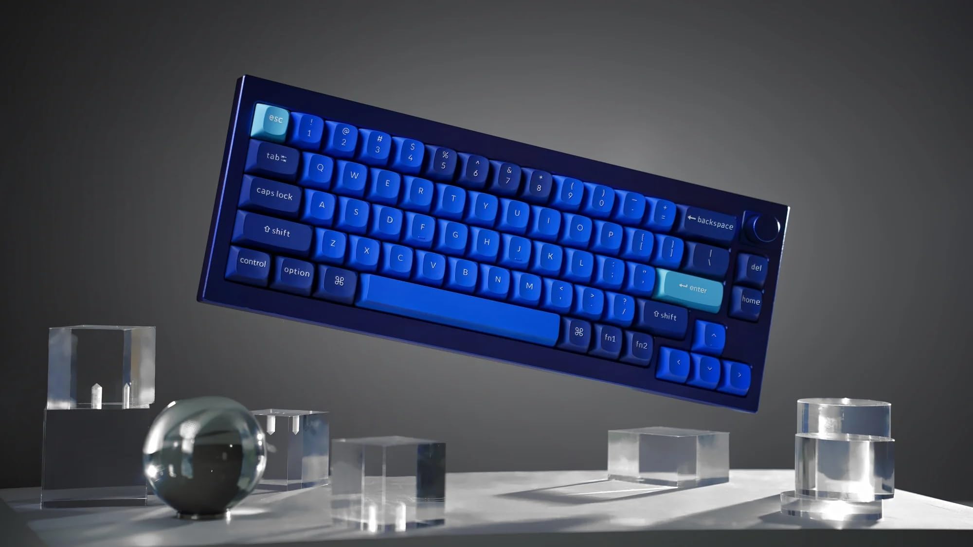 Keychron Q2 Hot-Swappable Wired Mechanical Keyboard - RGB Backlit, Gateron G Pro Brown Switches, Knob Control, 65% Compact Layout (68 Keys), Aluminum Frame for Windows & Mac (Navy Blue) | Perfect for Gaming, Coding & Office Work
