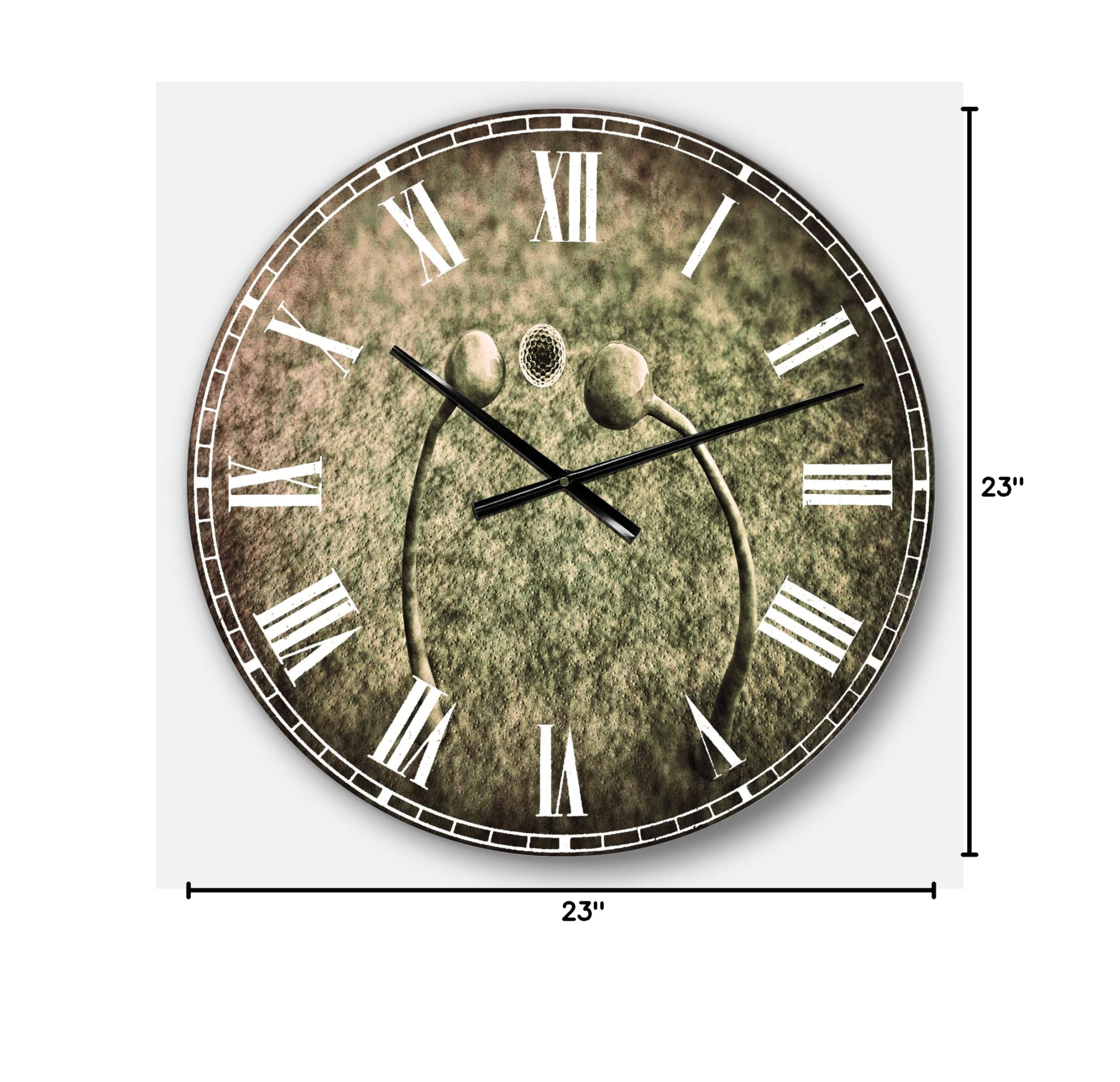 Designart Fungus on Leather Surface Wall Art - Traditional Round Metal Wall Clock for Home, Living Room, Bedroom & Office Decor | Unique Rustic Wall Decor for Modern Interiors