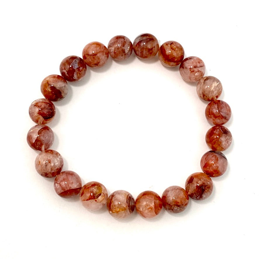 Natural Red Hematoid Fire Quartz Bracelet for Women - Healing Crystal Energy Jewelry for Meditation, Chakra Balancing & Spiritual Protection