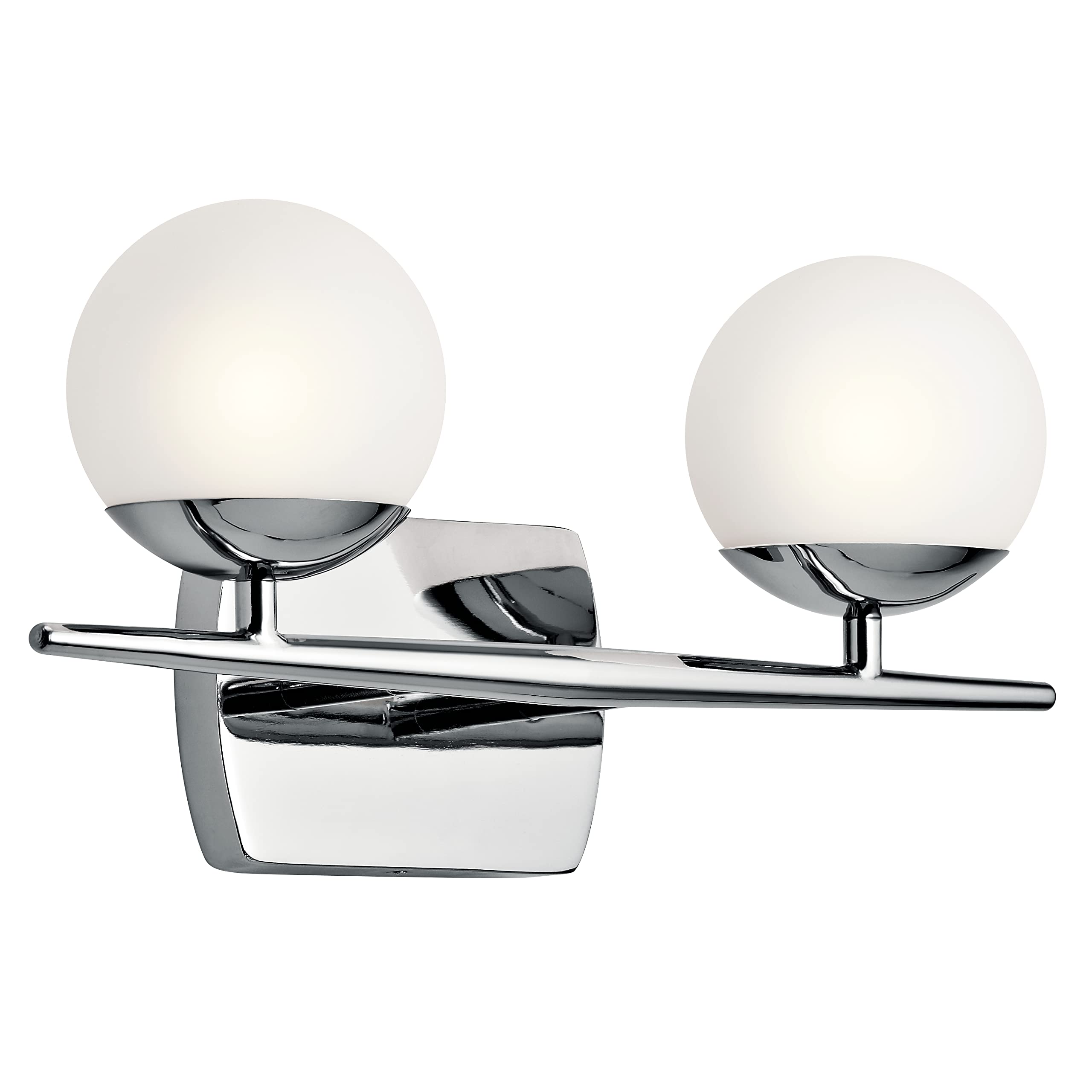 KICHLER Jasper 16.5 Inch 2-Light Chrome Vanity Light with Satin Etched Opal Glass - Perfect for Bathroom, Dressing Room & Bedroom Lighting