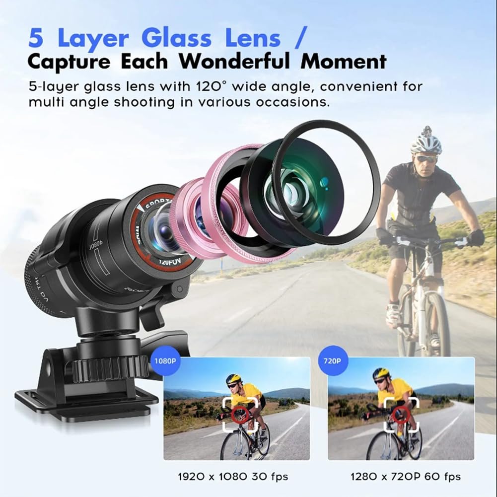 F9 1080P HD Waterproof Sports Action Camera - Mini Helmet Cam for Bike, Motorcycle, Diving & Outdoor Adventures - Car Dash Cam & Extreme Sports Video Recorder Kit