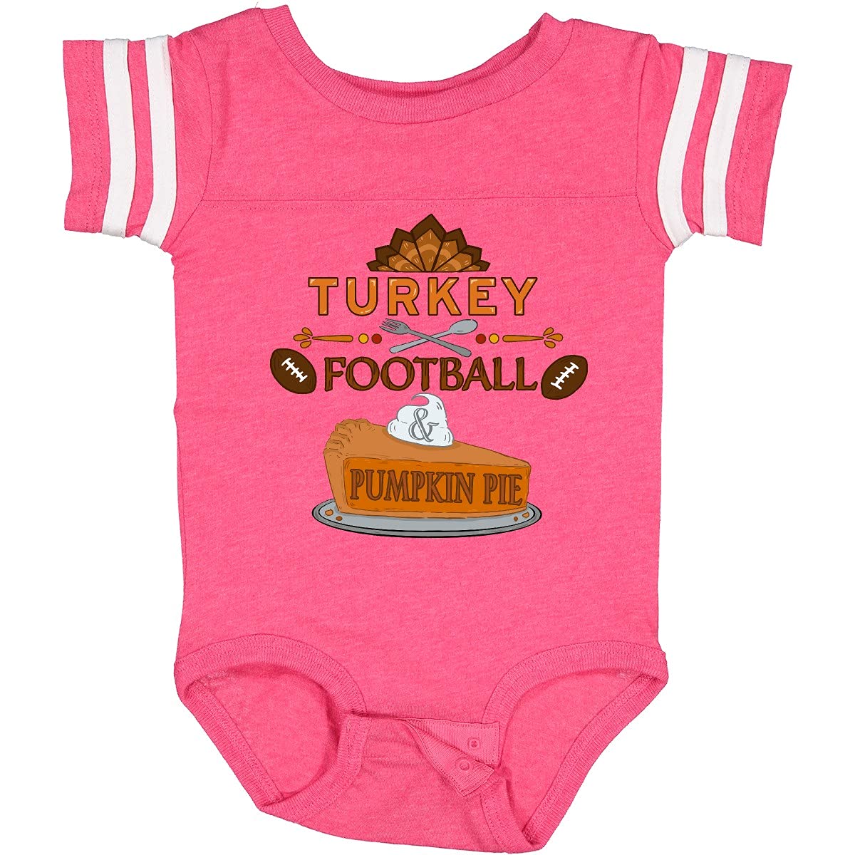 Inktastic Turkey Football & Pumpkin Pie Baby Bodysuit - Cute Thanksgiving Outfit for Infants, Holiday Family Matching Outfits, Baby Shower Gift Idea