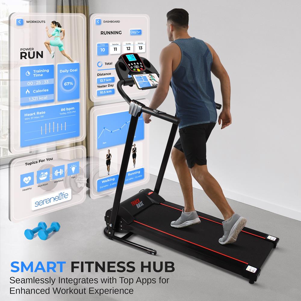 Smart Digital Treadmill for Home Gym - Foldable Electric Running Machine with Bluetooth & App Connectivity - Perfect for Cardio Workouts, Weight Loss & Indoor Fitness Training