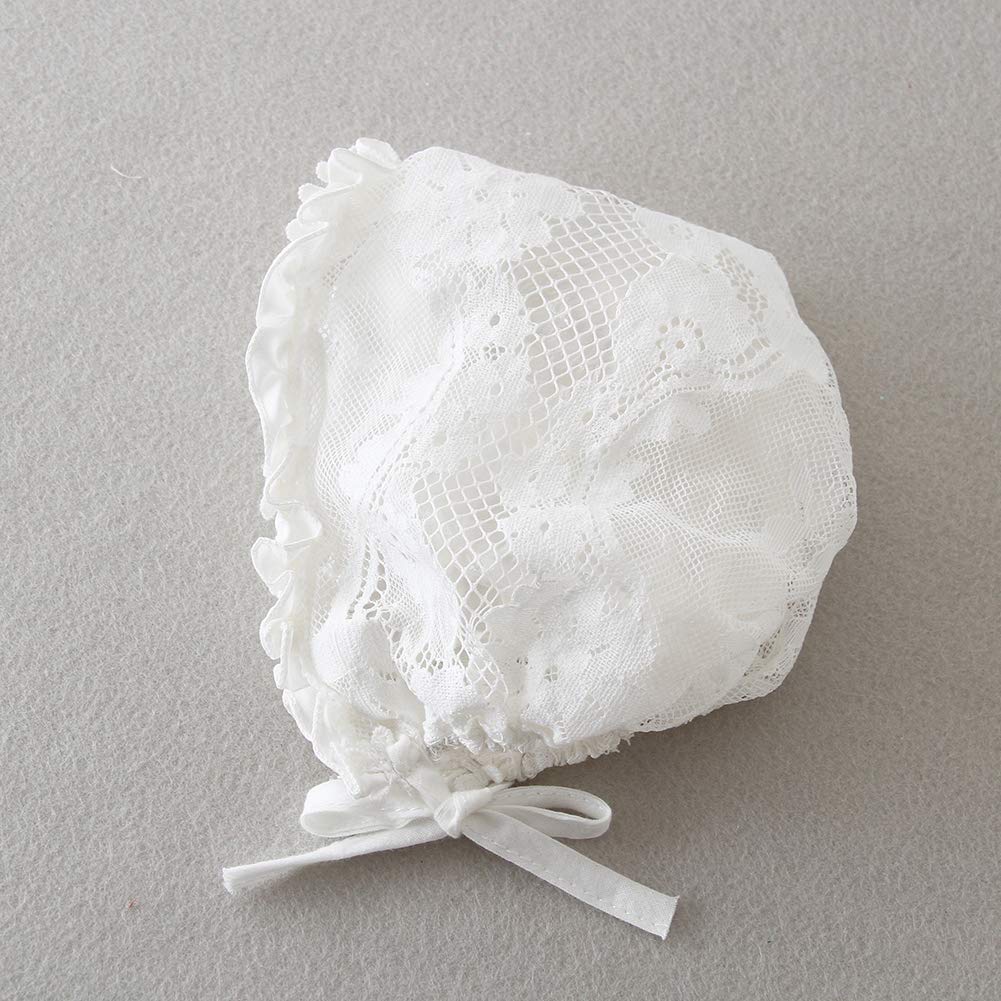 Baby Girls Baptism Christening Dress - Elegant Lace Short Sleeve Gown with Bonnet Set for Christening, Wedding & Special Occasions