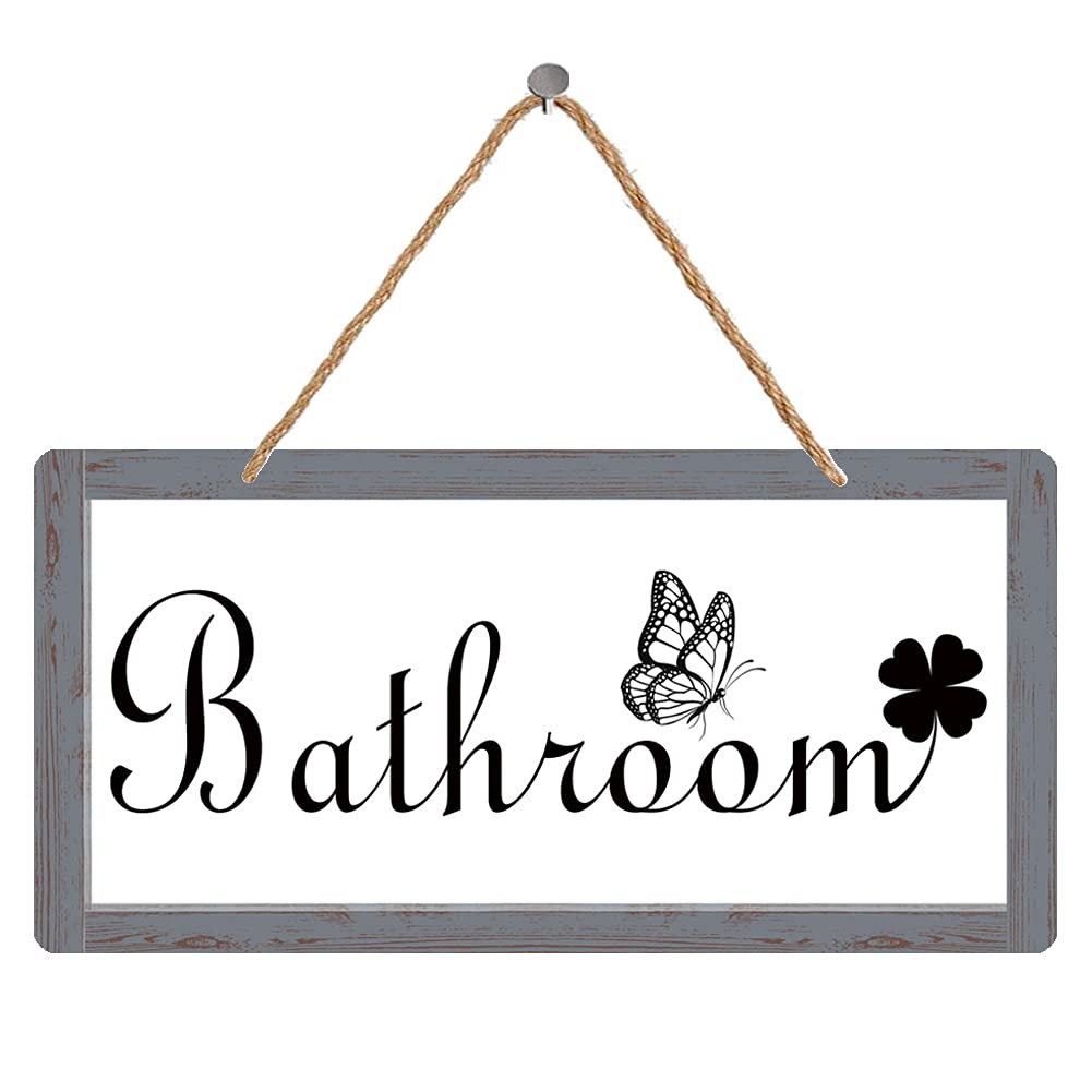 **Rustic Metal Bathroom Wall Decor - Farmhouse Hanging Sign for Bathroom Door (11.8