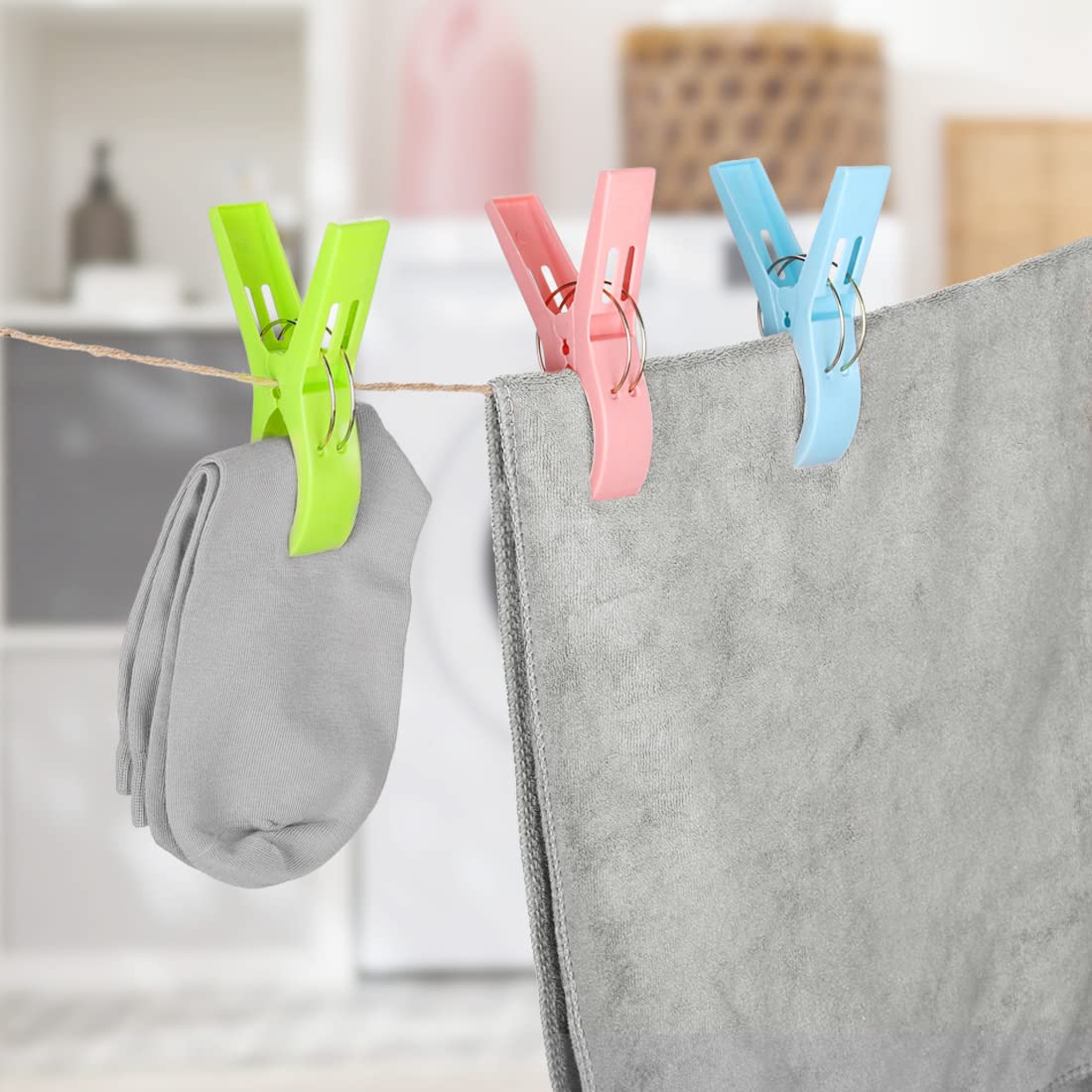 8 Pack Beach Towel Clips - Heavy Duty Plastic Chair Clips, Towel Holder & Clothes Pins for Pool, Lounge & Vacation - Secure Hanging Clamps for Beach, Gym & Outdoor Activities