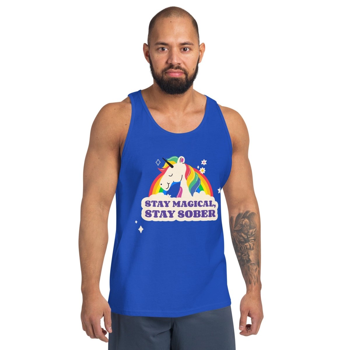 Stay Magical, Stay Sober Men's Muscle Tank Top - Gym Workout & Summer Casual Wear