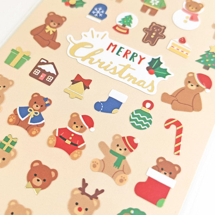 Christmas Bear Sticker - Holiday Decals for Windows, Laptops, Water Bottles - Festive DIY Crafts & Gift Wrapping Ideas