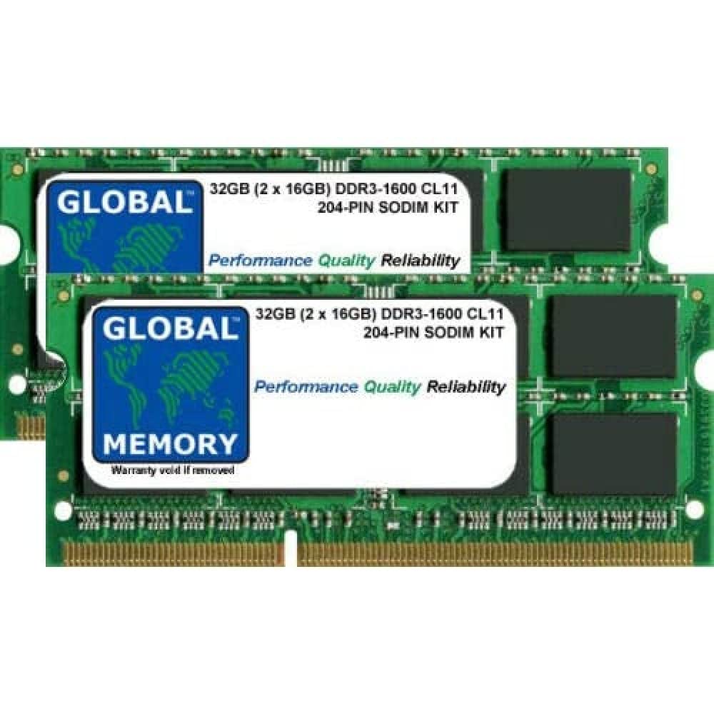 32GB (2 x 16GB) DDR3L 1600MHz PC3L-12800 SODIMM Laptop RAM Kit - Compatible with HP, Dell, Lenovo & MacBook Pro - Upgrade Memory for Faster Performance in Gaming, Video Editing & Multitasking