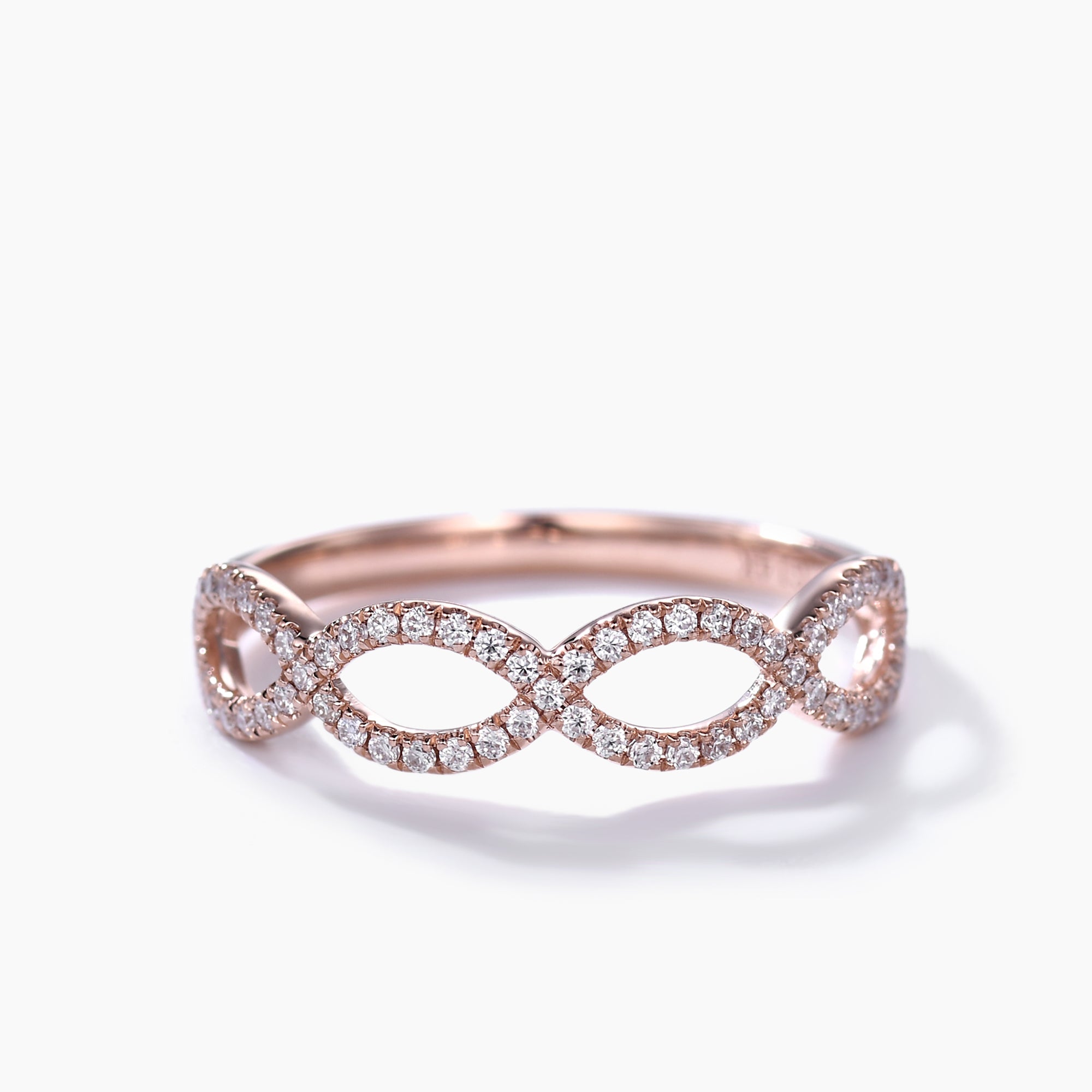 Rose Gold Moissanite Infinity Wedding Band - Loop Diamond Engagement Ring for Women - Perfect for Weddings, Anniversaries & Romantic Gifts