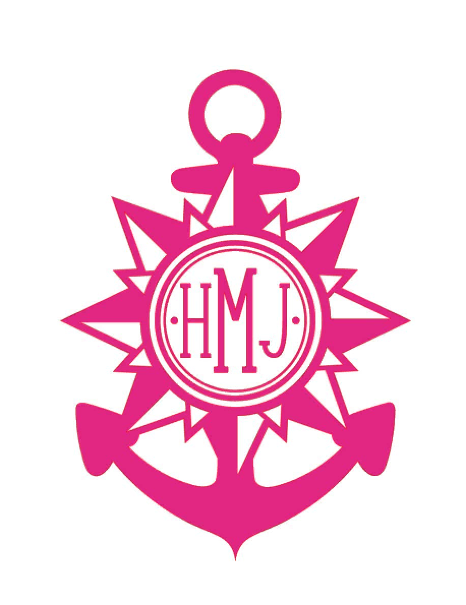 Personalized Nautical Compass Anchor Vinyl Decal - Custom Monogram Bumper Sticker for Tumblers, Laptops, Car Windows - Perfect for Travel Lovers & Boat Enthusiasts