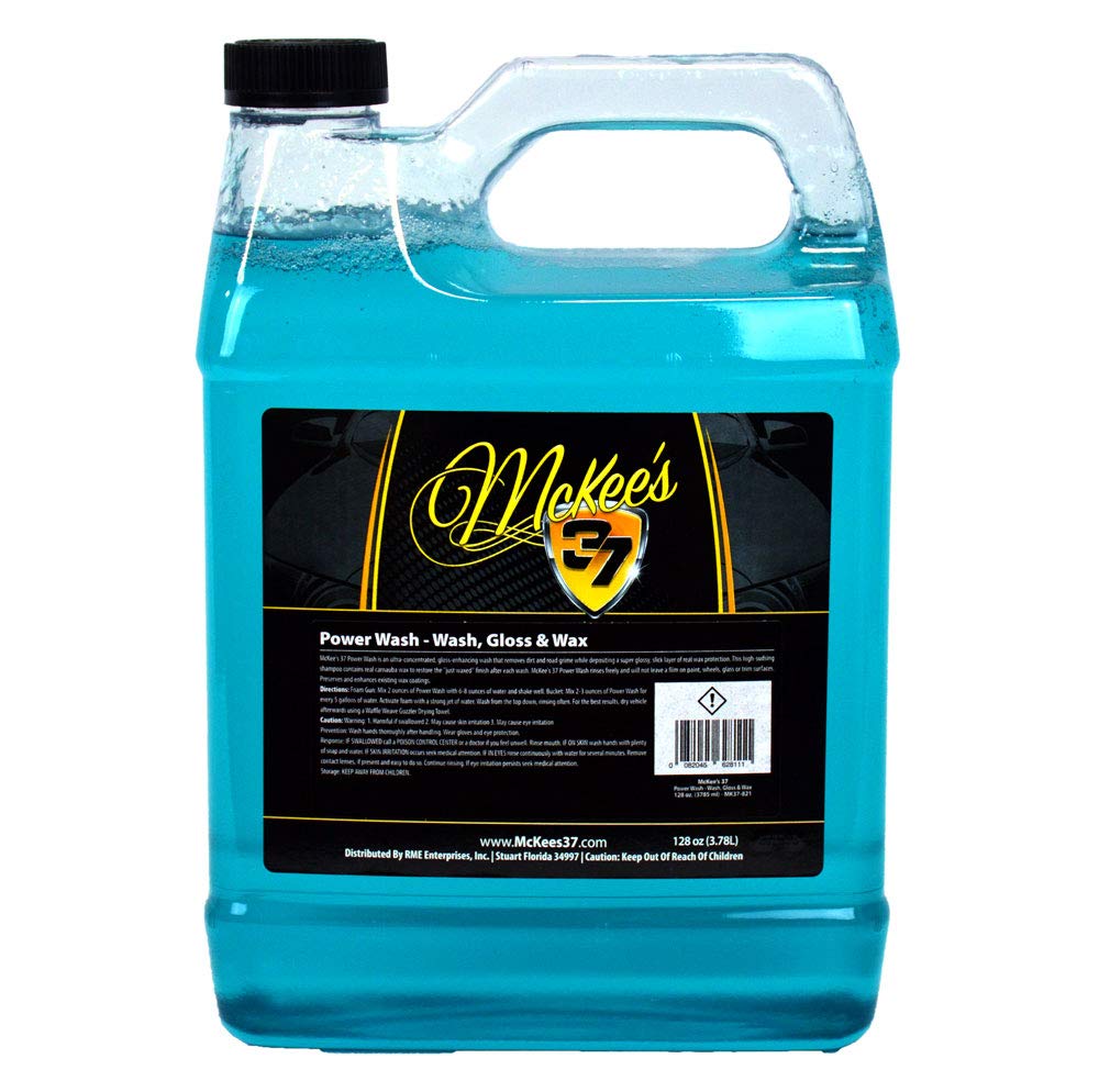 McKee's 37 MK37-821 Power Wash Car Detergent - 128 oz (1 Gallon) Heavy Duty Vehicle & Boat Cleaner for Exterior Washing, Foam Cannon & Pressure Washer Use