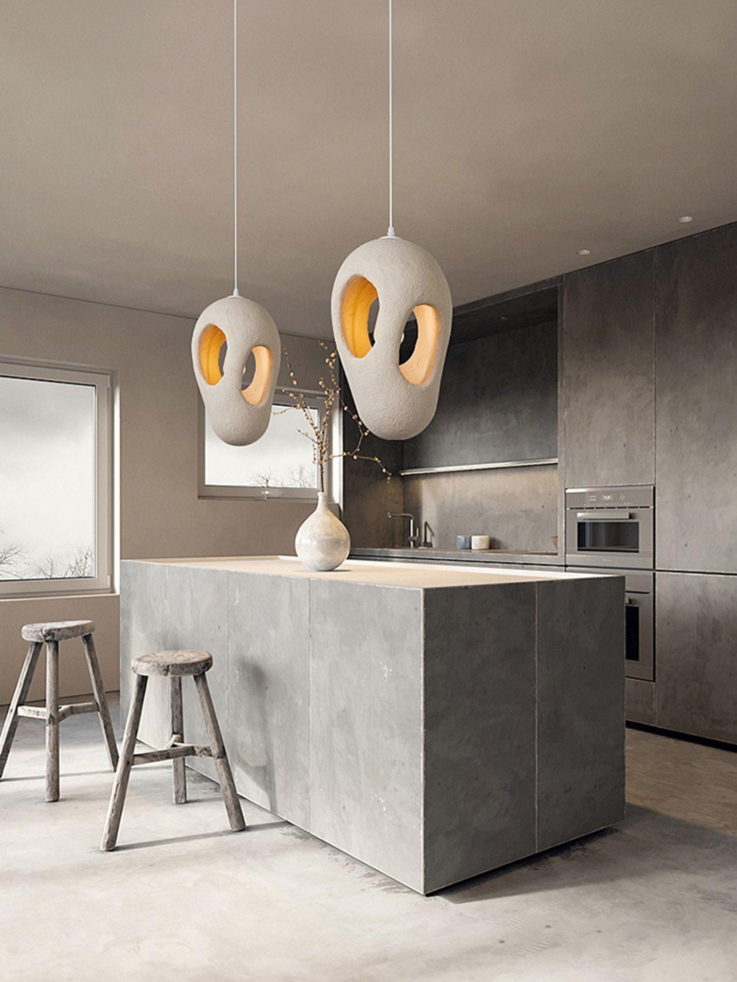 Handmade White Pendant Light - Modern Glass Hanging Lamp for Kitchen Island, Dining Room & Bedroom Lighting