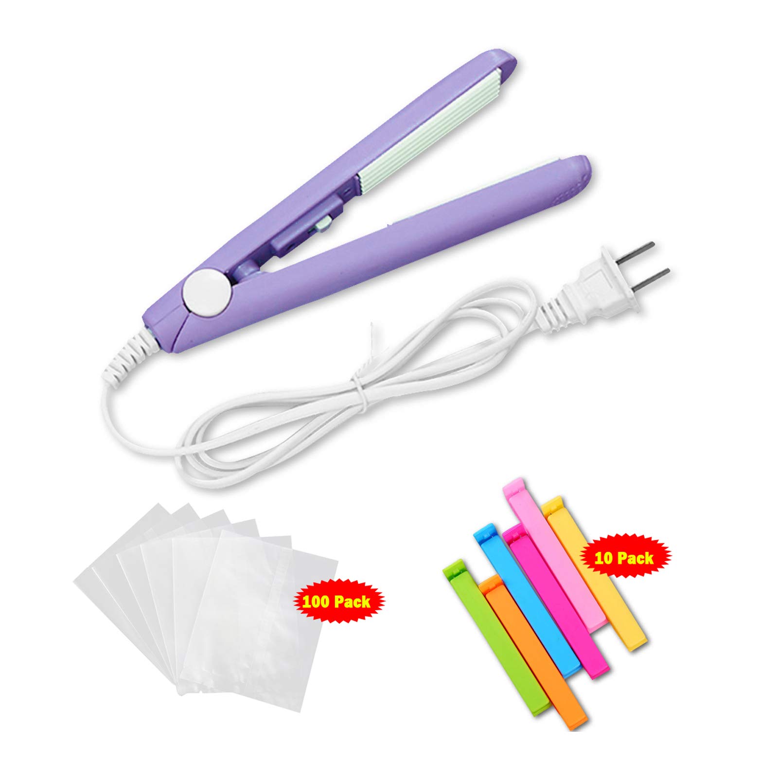 Mini Heat Sealer for Food Bags - Handheld Bag Sealer with Sealing Clip - Airtight Food Storage Solution for Kitchen, Travel & Meal Prep (Purple)