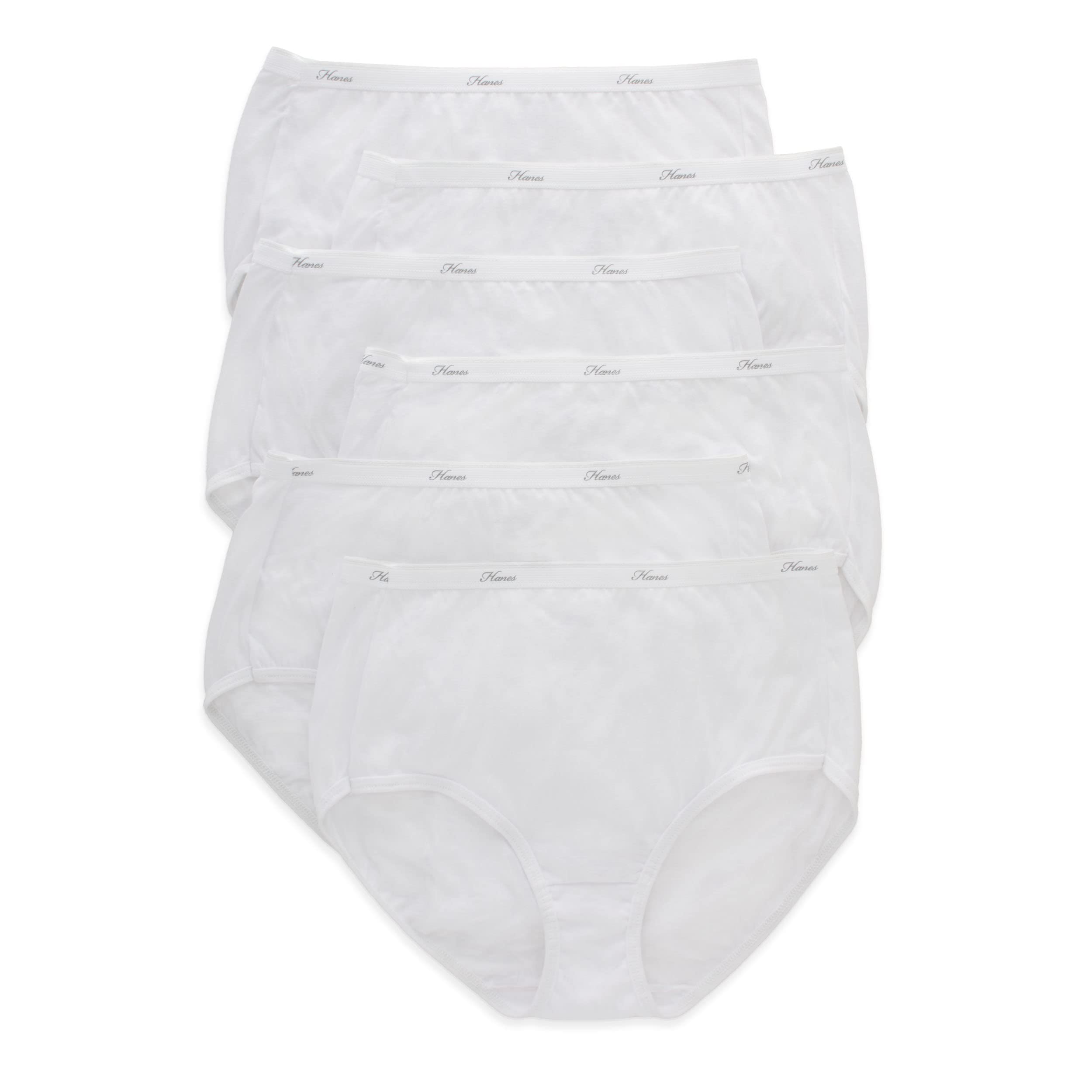 Hanes Women's High-Waisted Cotton Brief Panties 6-Pack - Moisture-Wicking Underwear for All-Day Comfort (Assorted Colors) - Perfect for Workouts, Yoga & Everyday Wear