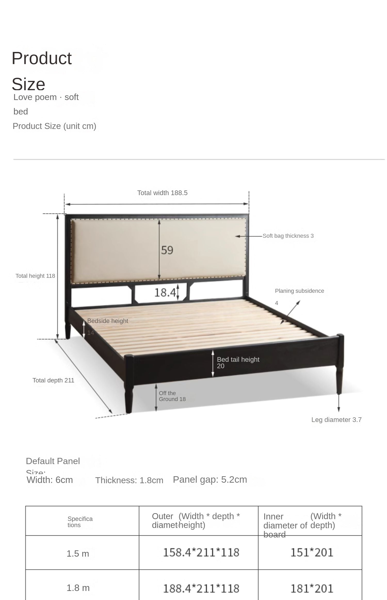 Solid Oak Wood American Soft Back Bed - Durable & Stylish Bed Frame for Bedroom, Guest Room, or Master Suite
