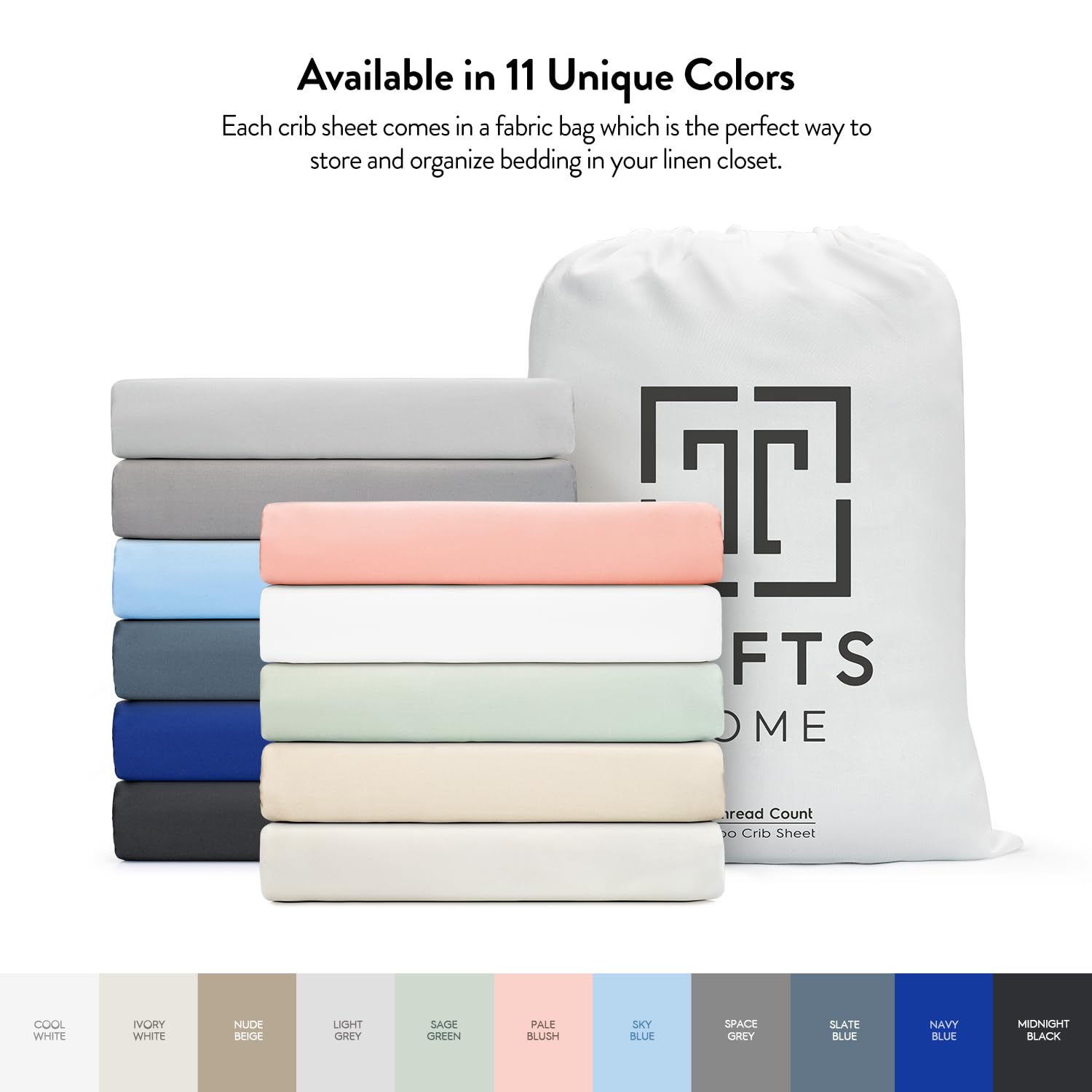 TAFTS Organic Bamboo Viscose Fitted Crib Sheets - 2 Pack (28
