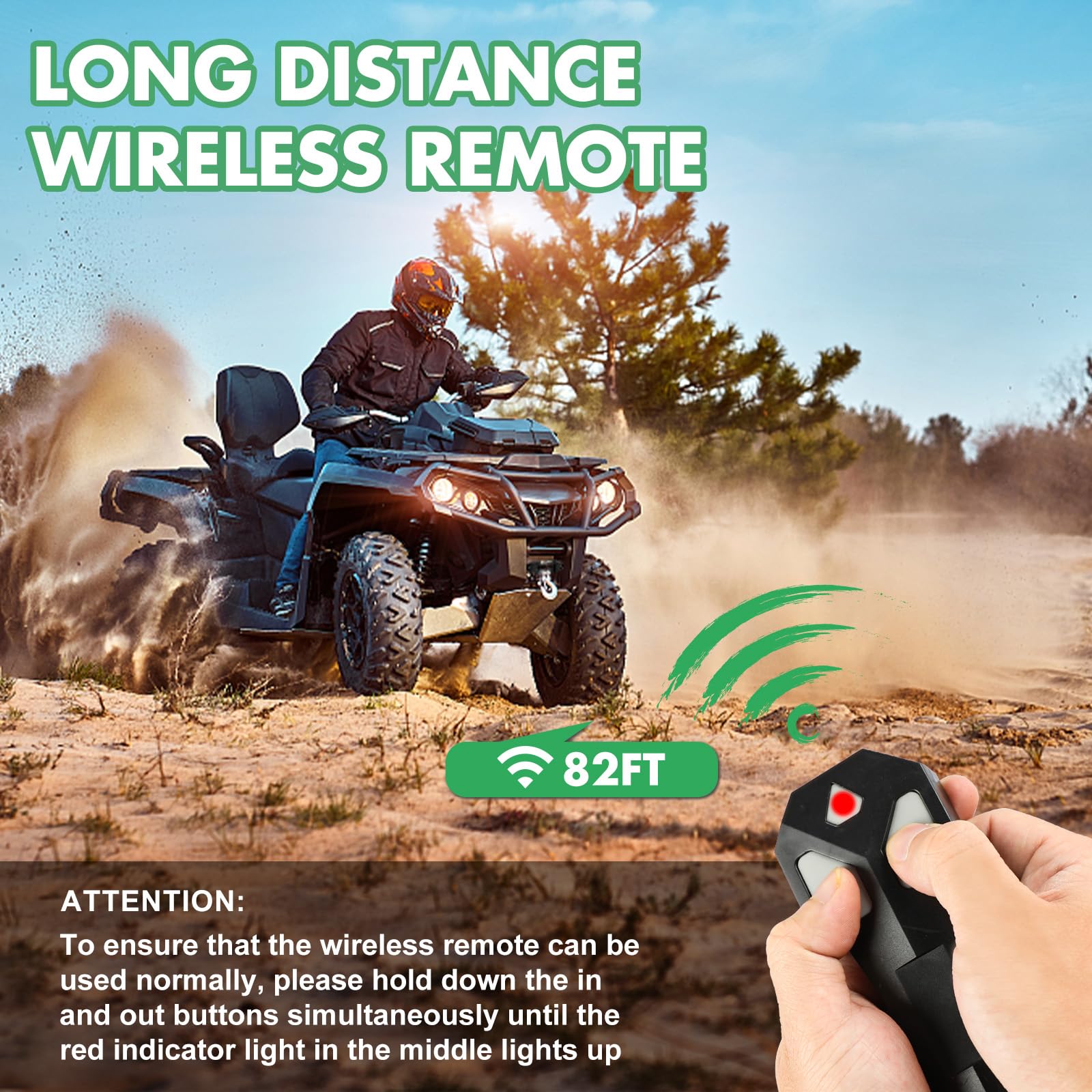 3000lb ATV Winch with Synthetic Rope - 12V Electric Winch with Wireless Remote & Manual Switch, Hawse Fairlead, IP67 Waterproof - Perfect for Off-Roading, Trailers, Boats & UTVs - Heavy Duty Recovery & Towing Solution