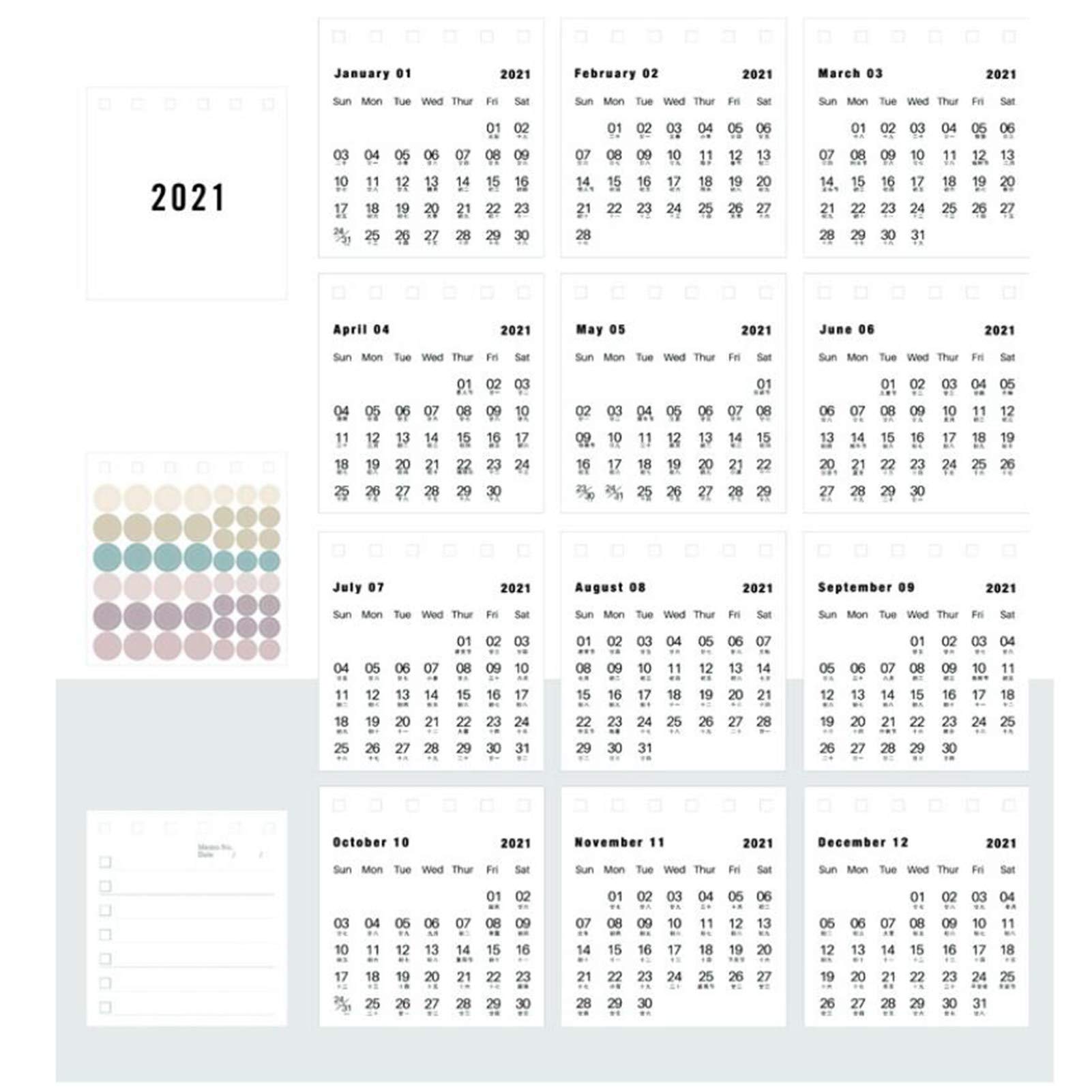 2021 Mini Monthly Desk Calendar Planner - White | Cute Desktop Organizer for Office, Home & School | Perfect New Year Gift & Decoration Accessory