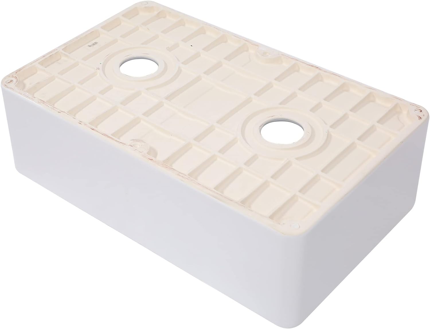 Lordear 33'' x 20'' White Ceramic Farmhouse Kitchen Sink with Apron Front & Double Basin - Perfect for Rustic Kitchen Renovations & Modern Farmhouse Decor