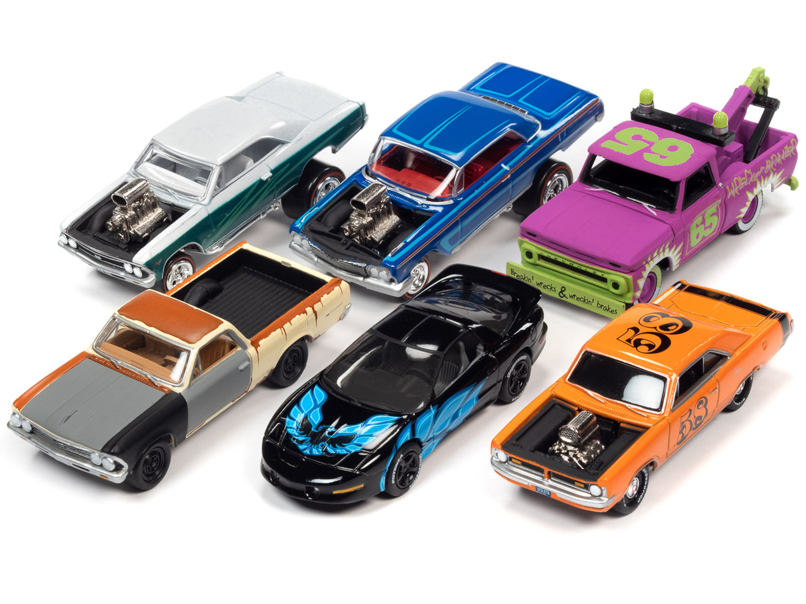 Johnny Lightning 1/64 Scale Diecast Model Cars - Street Freaks 2021 Set B (6-Piece Collection) - Perfect for Collectors, Display, and Racing Scenes