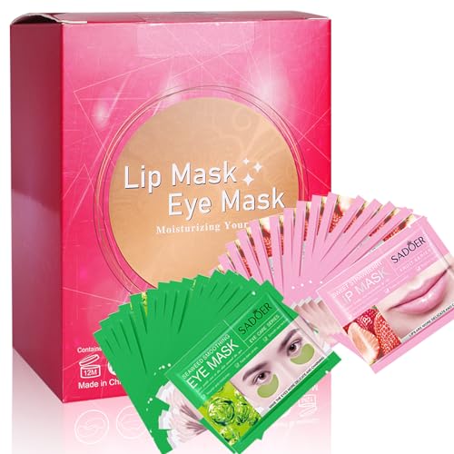 green eye mask+pink lip mask