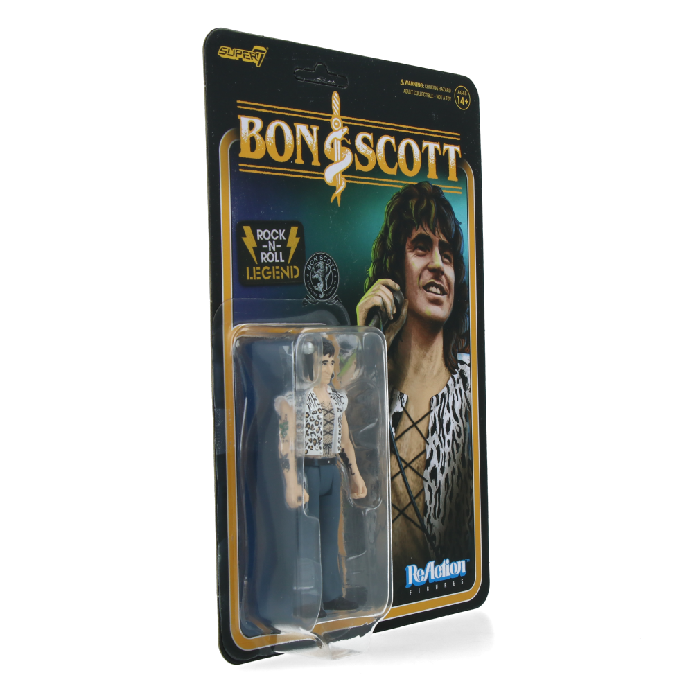 Bon Scott (Leopard Print) ReAction Figure - AC/DC Collectible Toy for Music Fans - Perfect for Display, Gifts, and Rock Memorabilia Collections